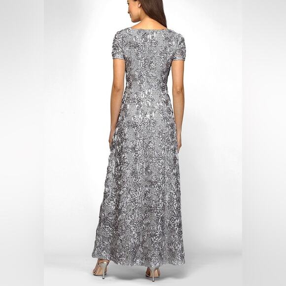 Alex Evenings Embellished Lace A-Line Evening Gown Dove Women’s Sz 14 - Picture 4 of 9